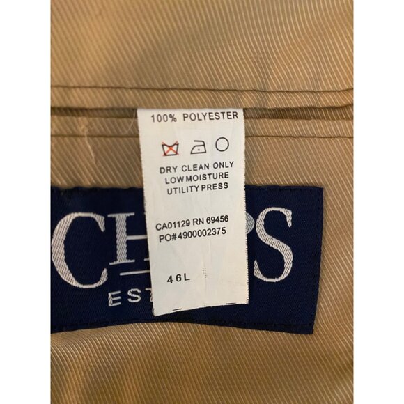 Chaps Mens 44L Tan Vegan Suede Blazer Two-Button Sport Coat Fall Academia Jacket - Picture 6 of 16